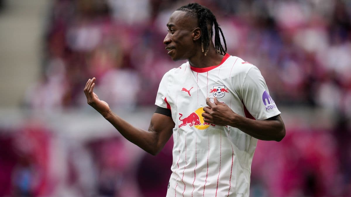 Player gesturing during a match for RB Leipzig