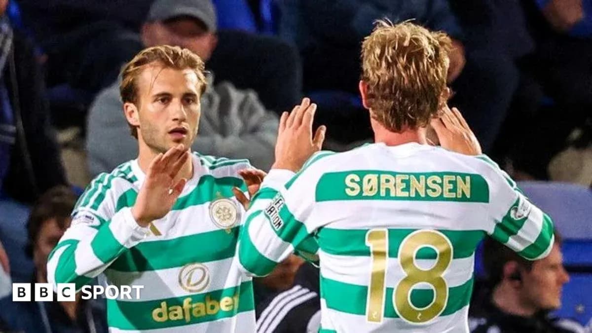 Celtic players celebrating during a match