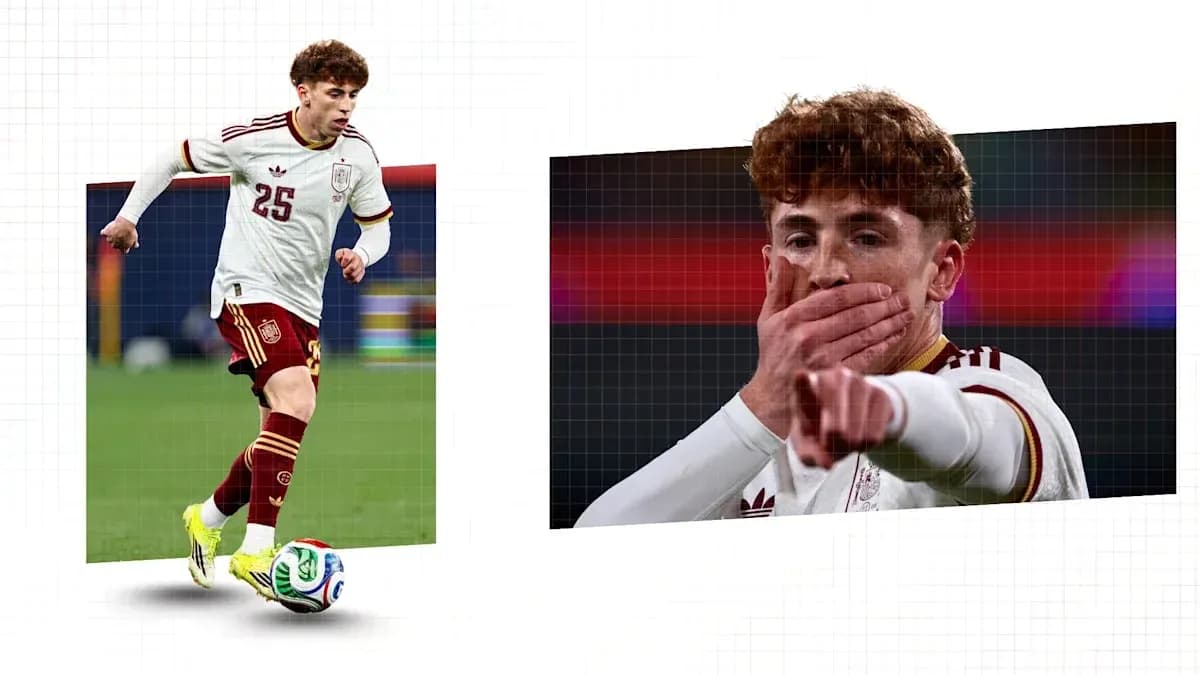 Player in Spain kit dribbling with ball