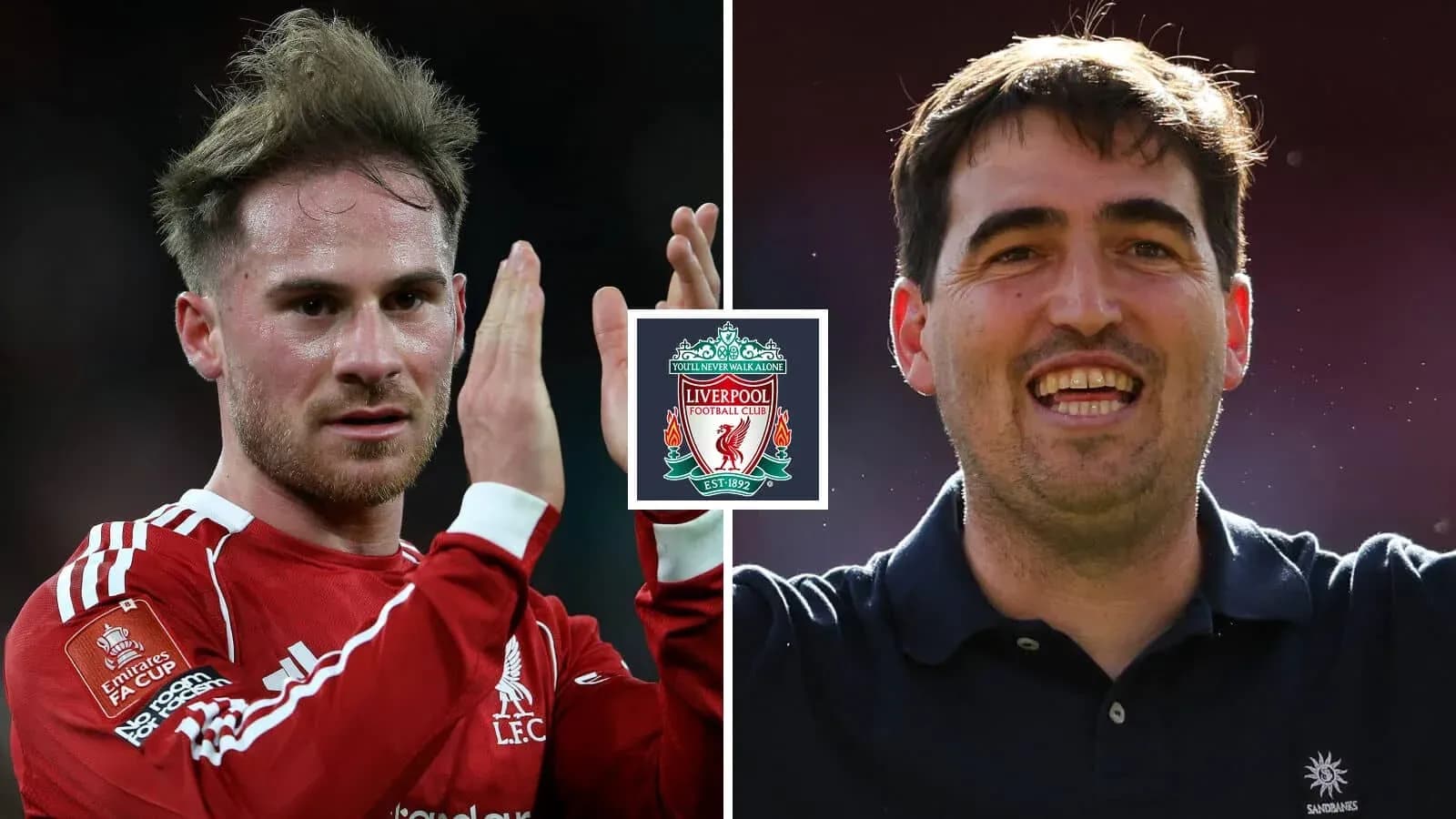 Two Liverpool FC players celebrating and acknowledging fans