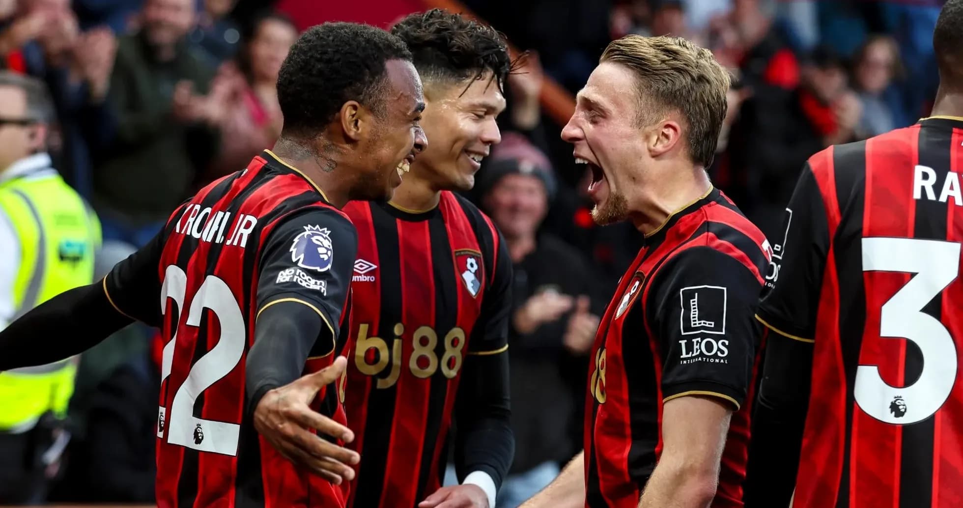 Bournemouth players celebrating a goal during match