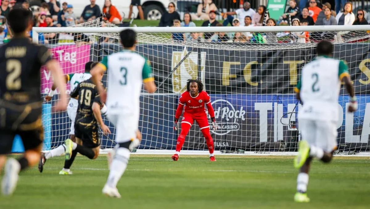 Goalkeeper ready for penalty kick during match