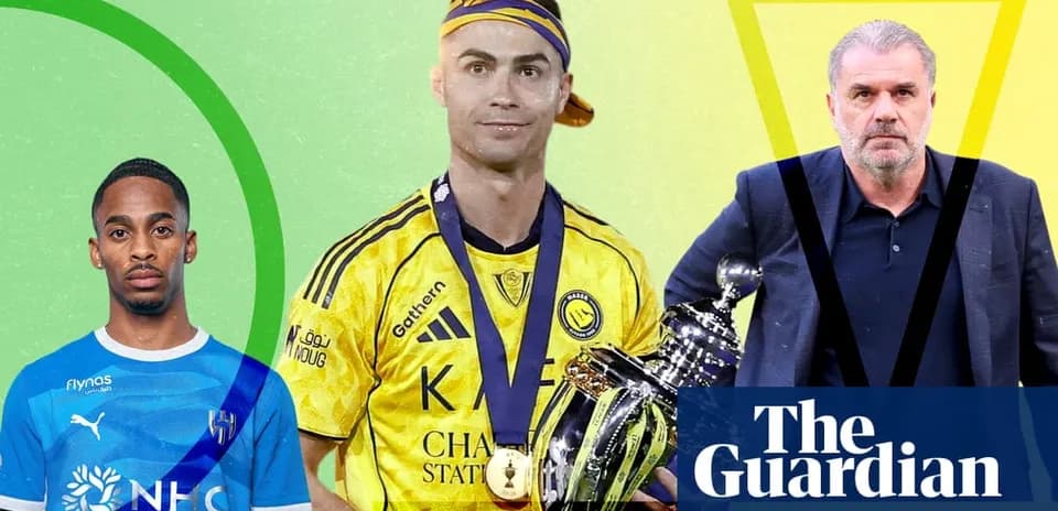 Three football figures: player, trophy holder, and coach