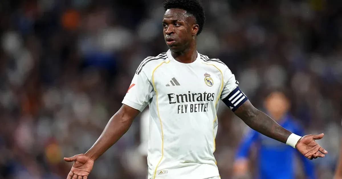 Vinícius Júnior gesturing during a match for Real Madrid