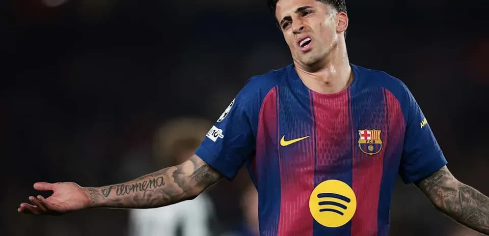 Barcelona player reacting during a match