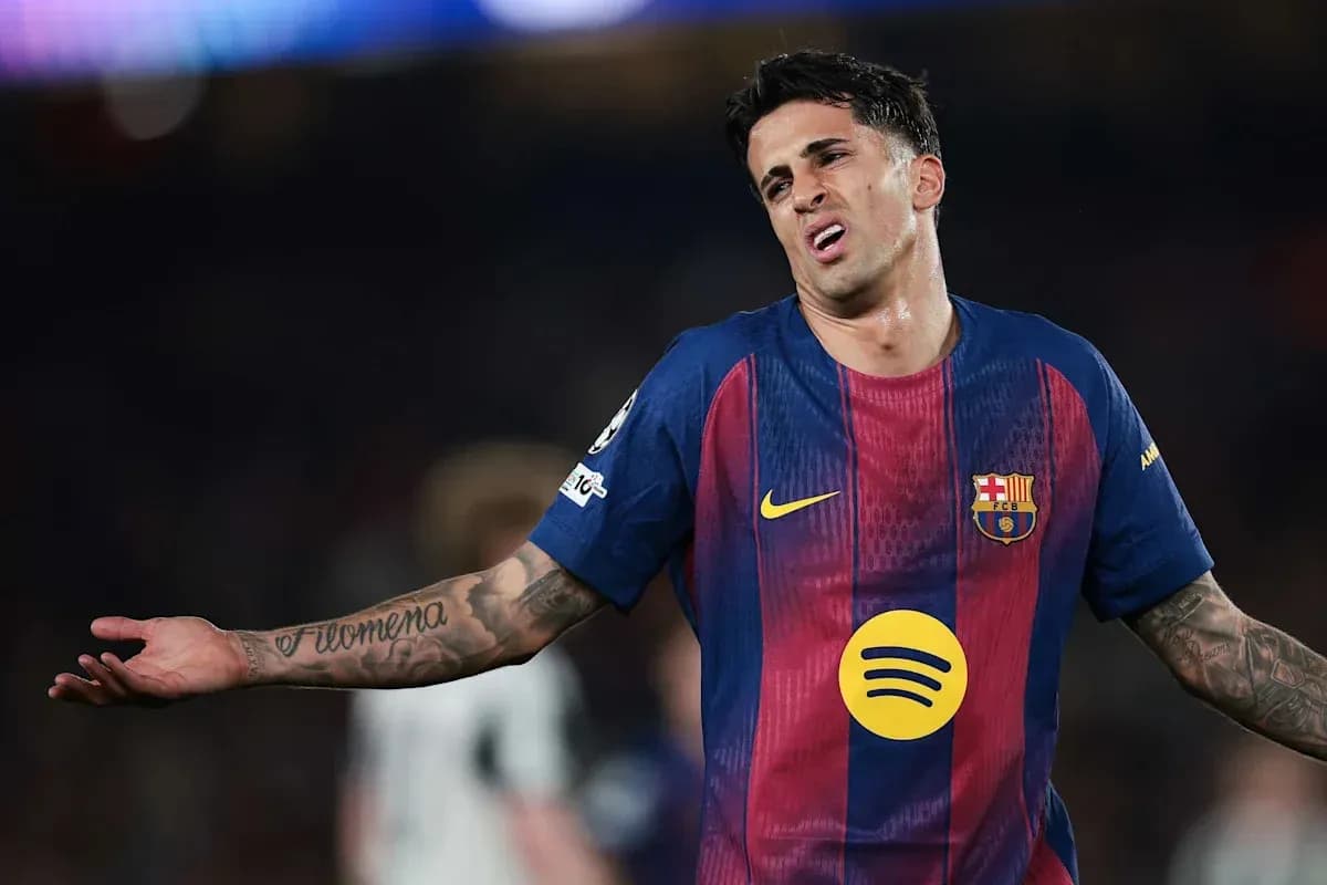 Barcelona player reacting during a match
