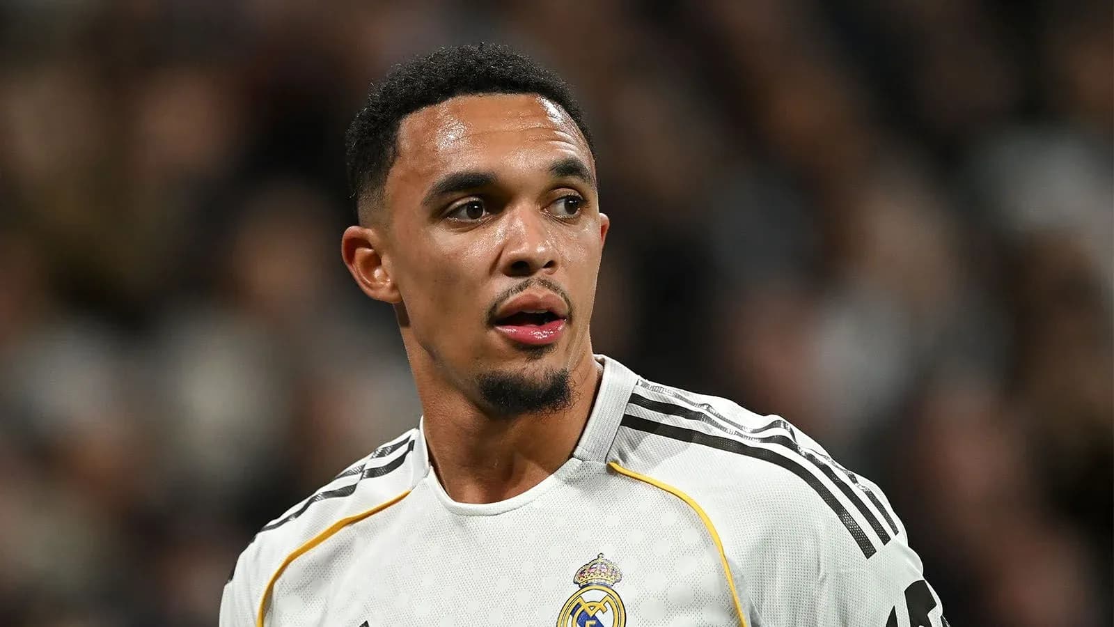 Player in Real Madrid jersey during match