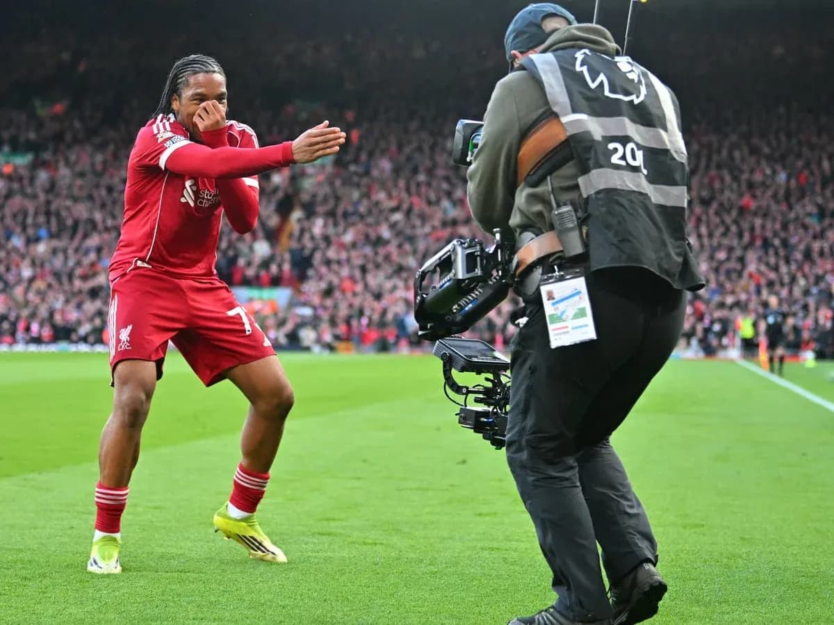 Liverpool player celebrating after scoring a goal