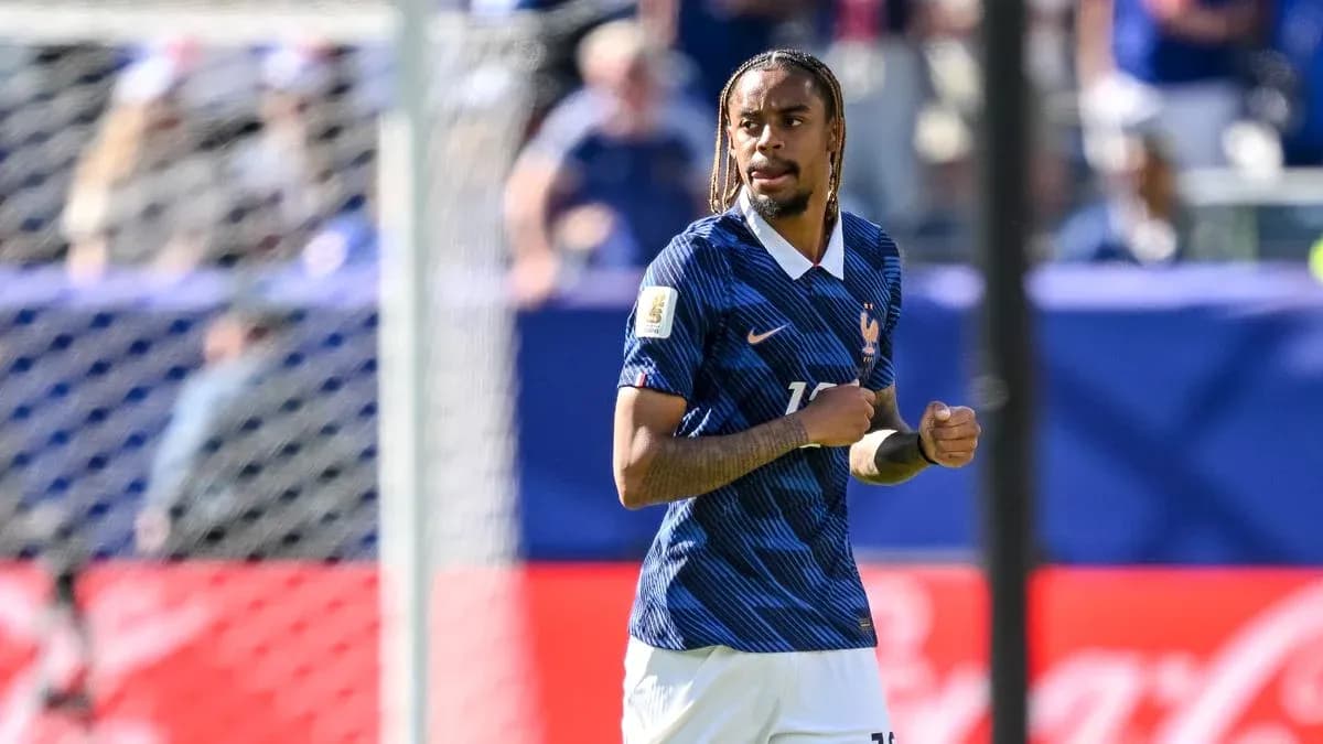 Player in France jersey during match action