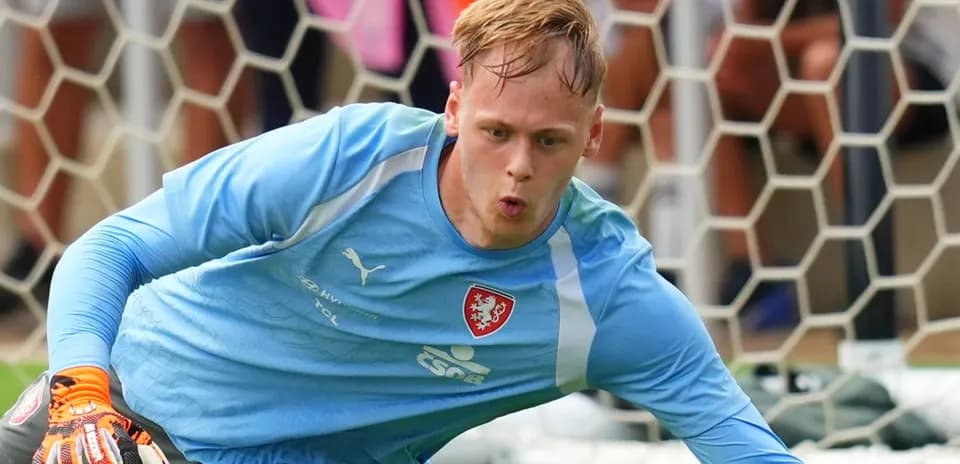 Goalkeeper diving to save a shot during practice