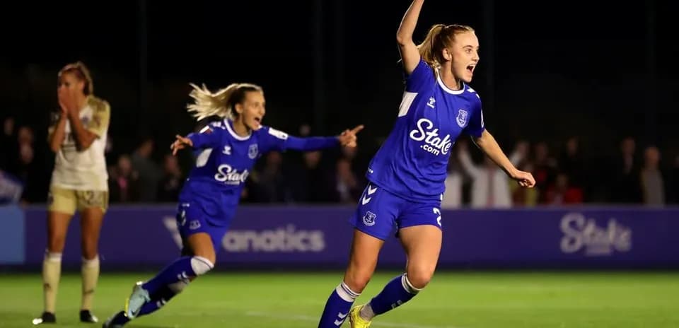 Everton player celebrating goal during match