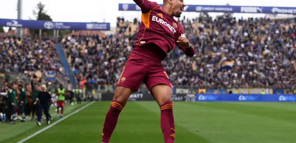 AS Roma player celebrating during Serie A match