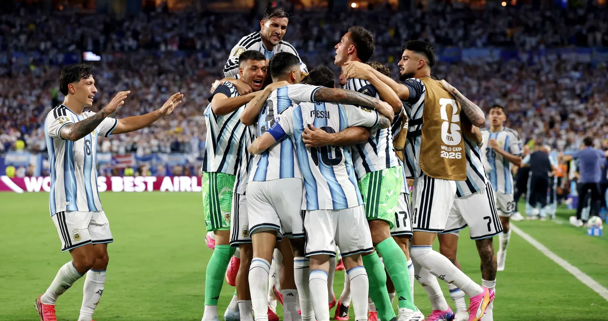 Argentina players celebrating a goal