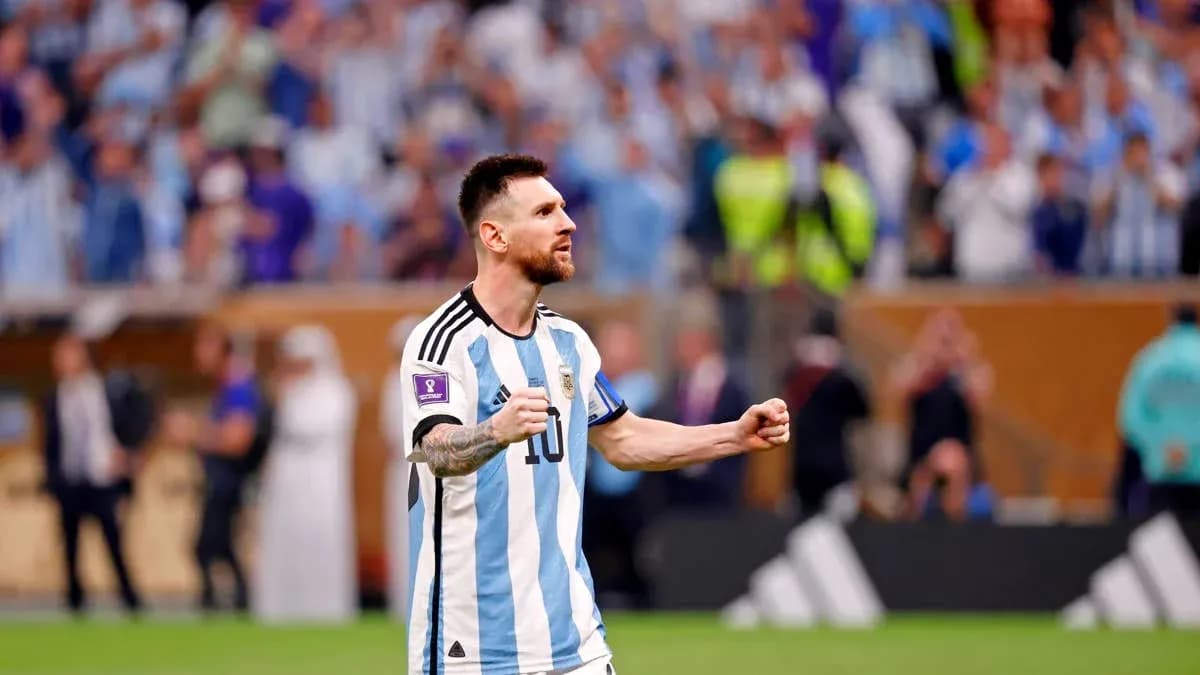 Lionel Messi celebrating during a match for Argentina