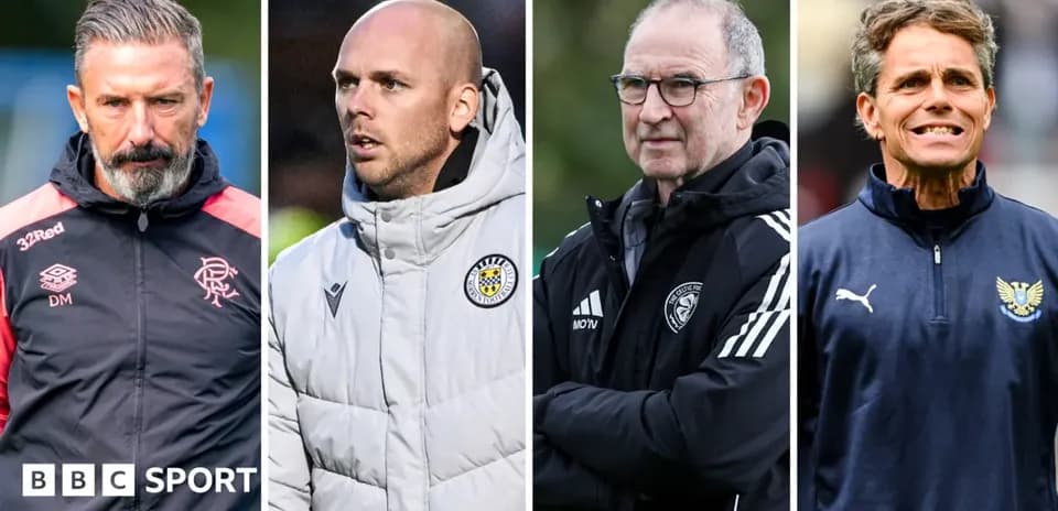 Four football managers during match preparations