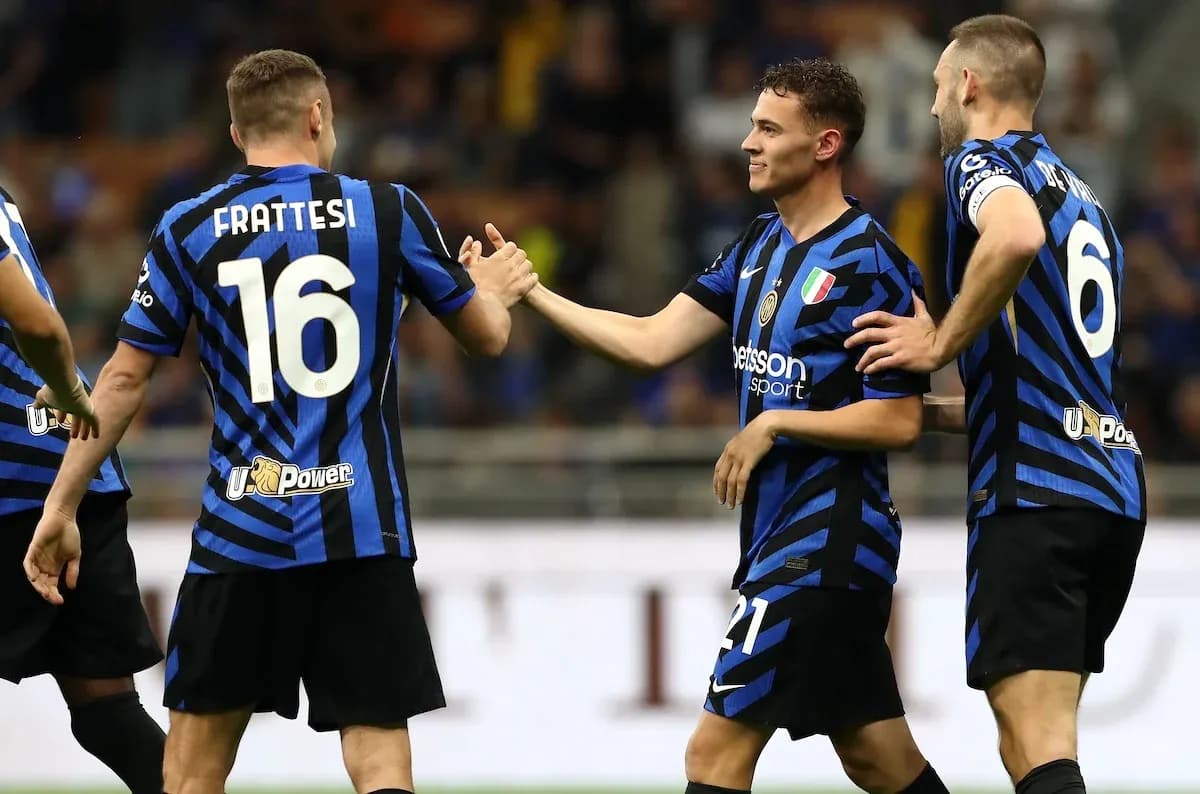 Inter players celebrating during a match