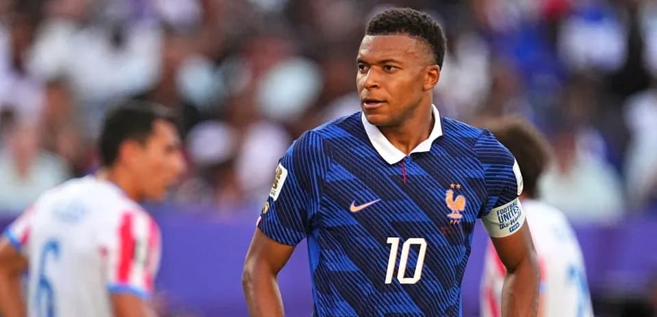 Kylian Mbappé in France national team jersey during match