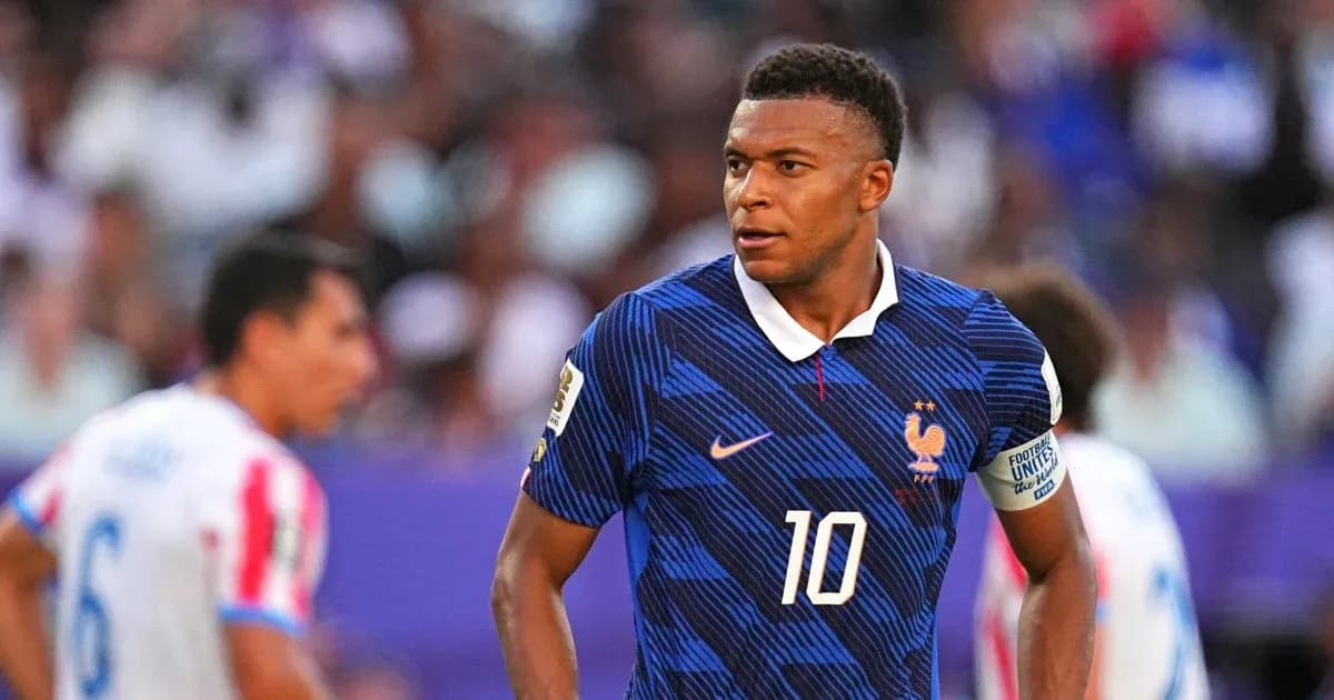 Kylian Mbappé in France national team jersey during match