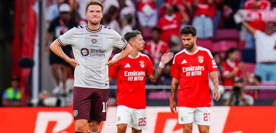 Hearts player reacts during Europa League match