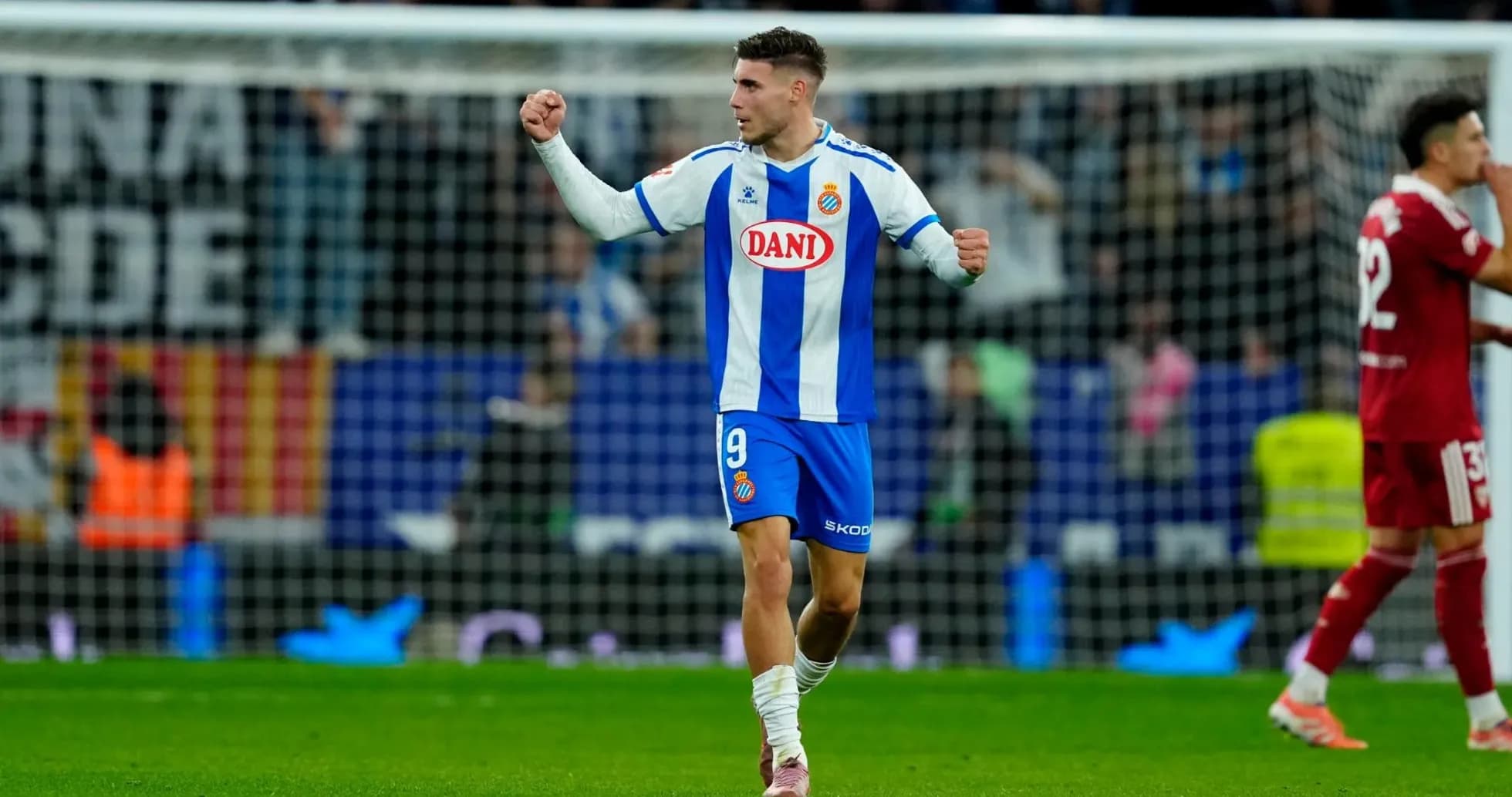 Espanyol player celebrating during La Liga match