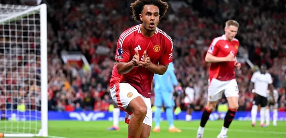 Player celebrating a goal for Manchester United