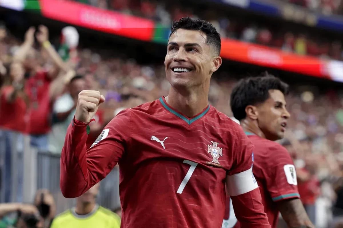 Cristiano Ronaldo celebrating a goal for Portugal