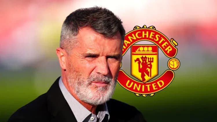 Man in suit with Manchester United logo background