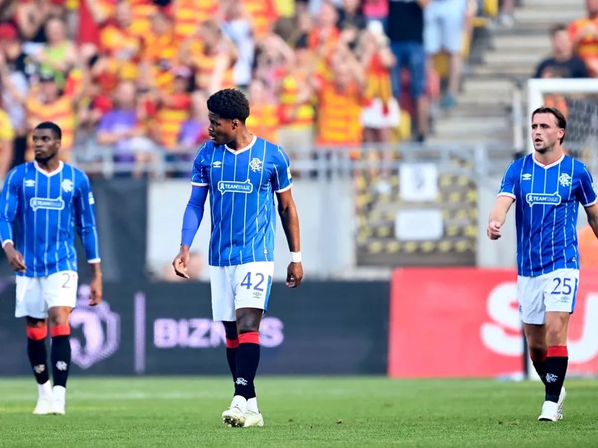 Rangers players during UEFA Europa League match
