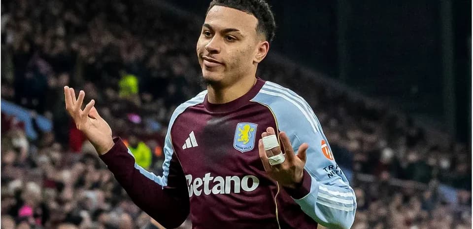 Aston Villa player gesturing during a match