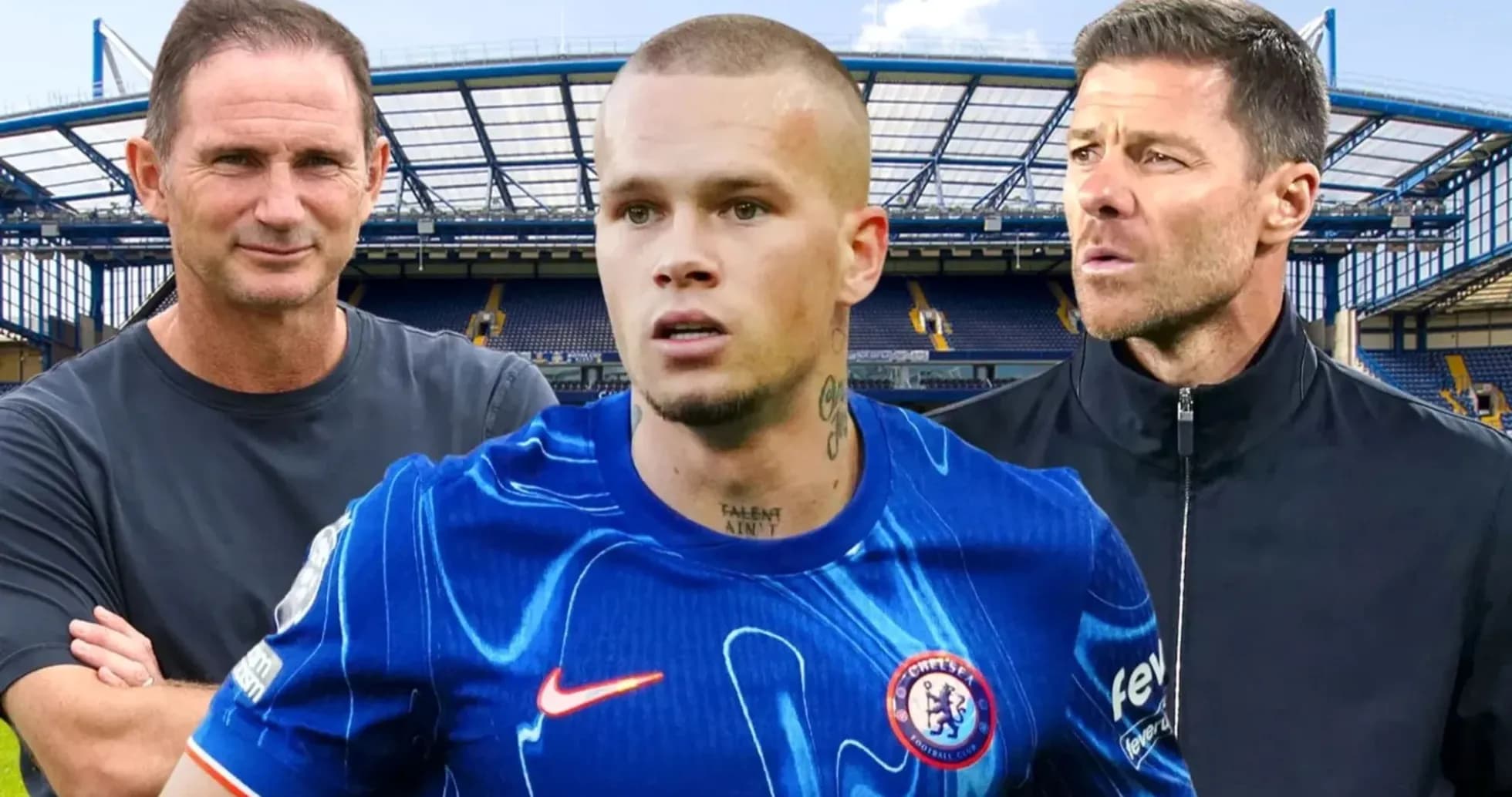 Three football coaches and a player at stadium