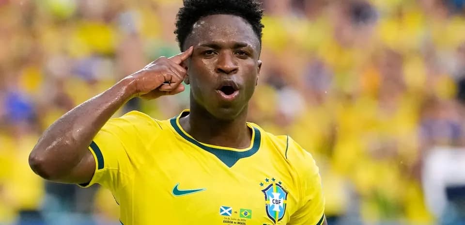 Player celebrating with hand gesture during match