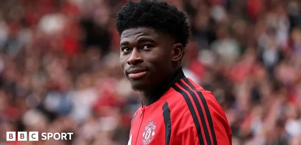 Player wearing Manchester United kit on field