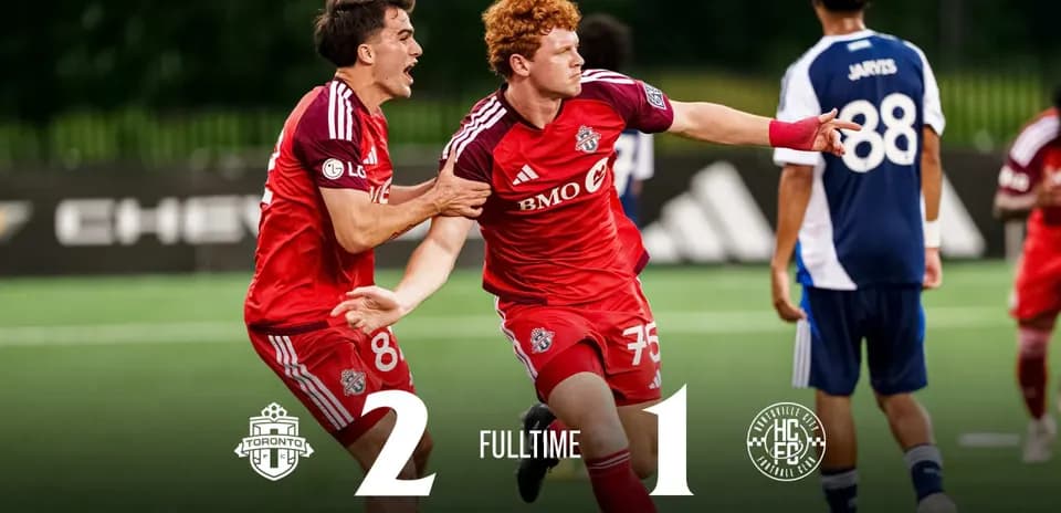 Toronto FC players celebrating victory over Connecticut FC