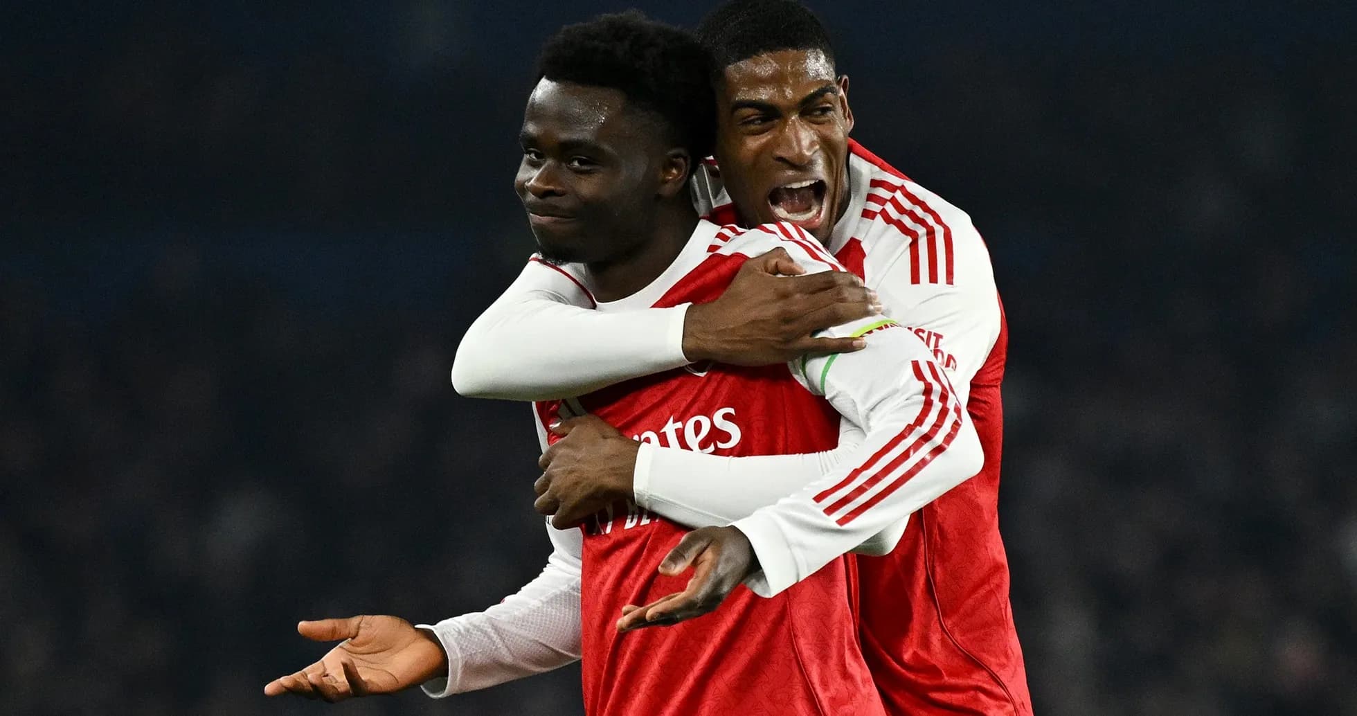 Arsenal players celebrating during Premier League match