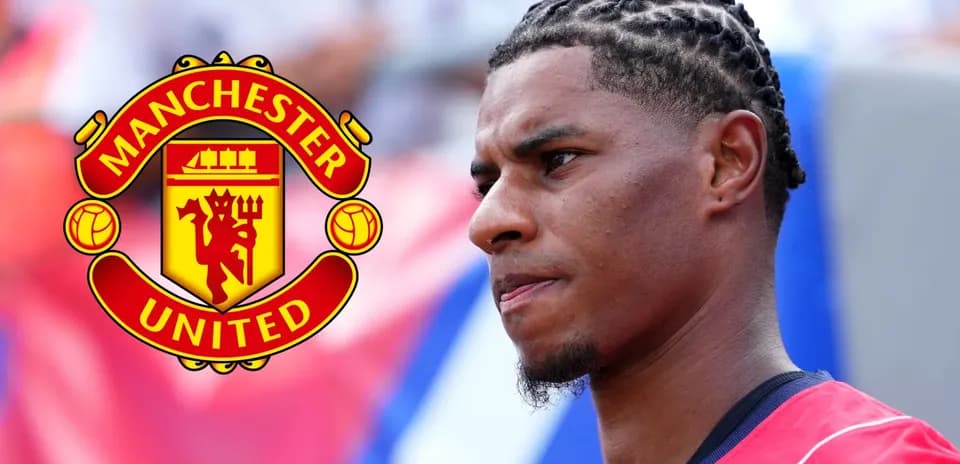 Player with braided hair near Manchester United logo