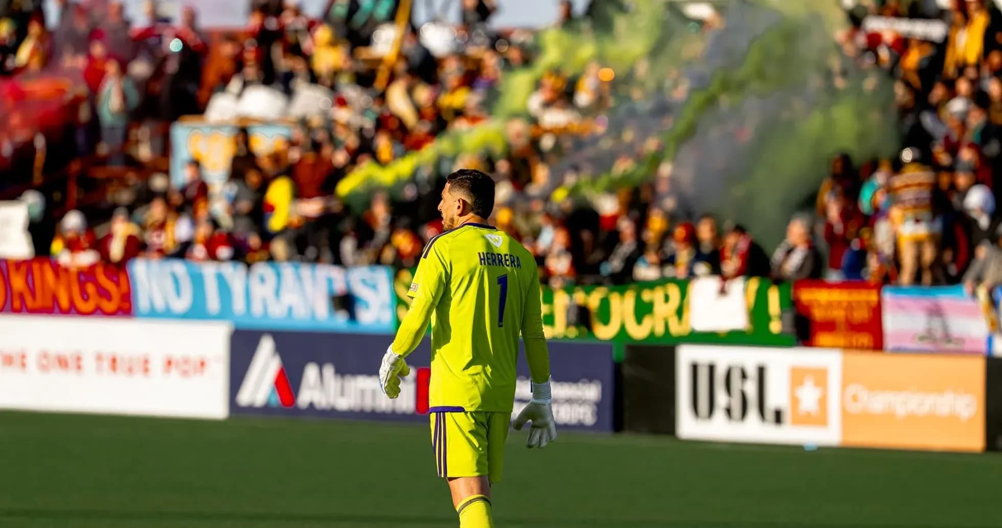 Goalkeeper Herrera during USL Championship match