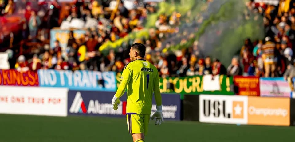 Goalkeeper Herrera during USL Championship match