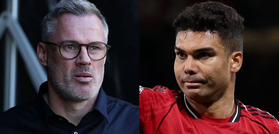 Split image of a commentator and a football player