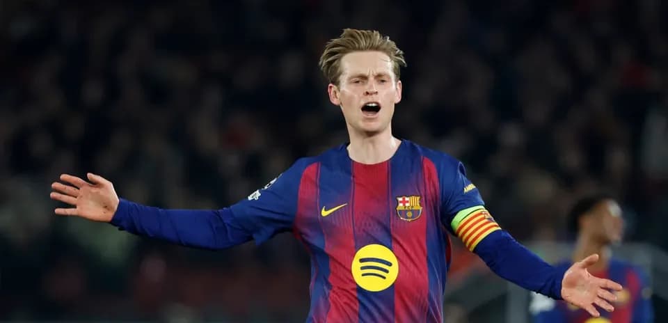 Barcelona player gesturing during match on field