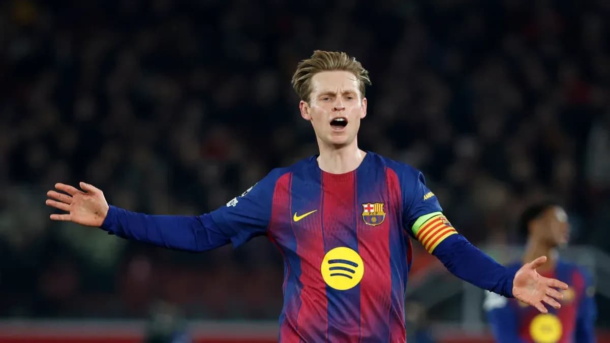 Barcelona player gesturing during match on field