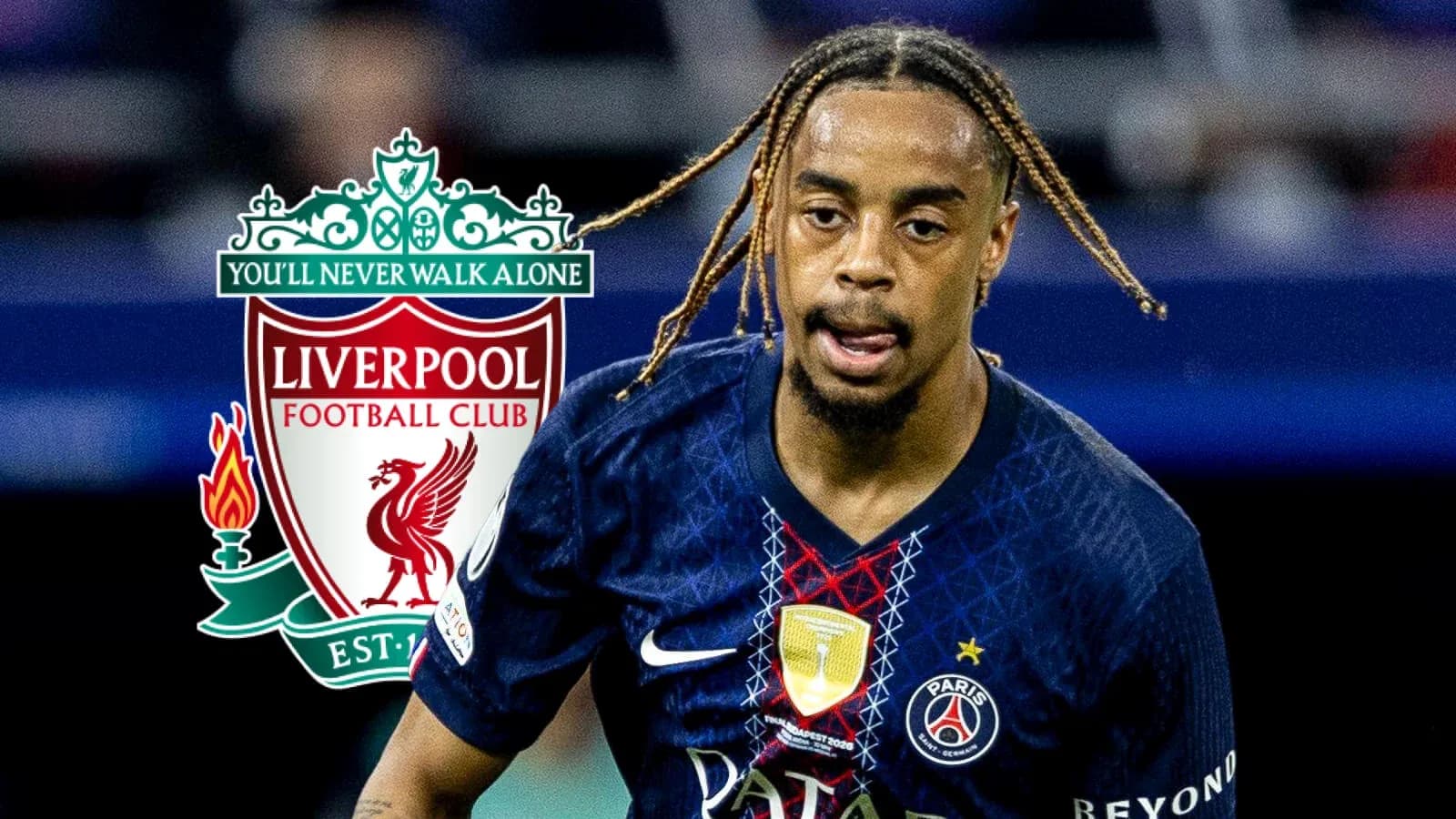 Player in PSG kit running towards the camera