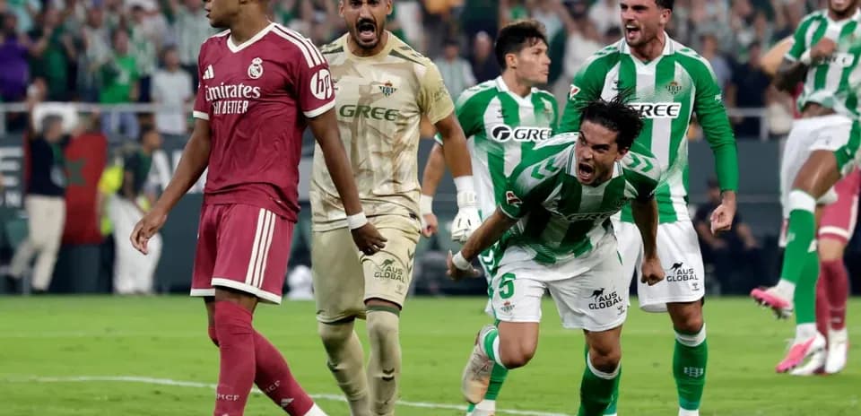 Real Betis players celebrating a goal against Real Madrid