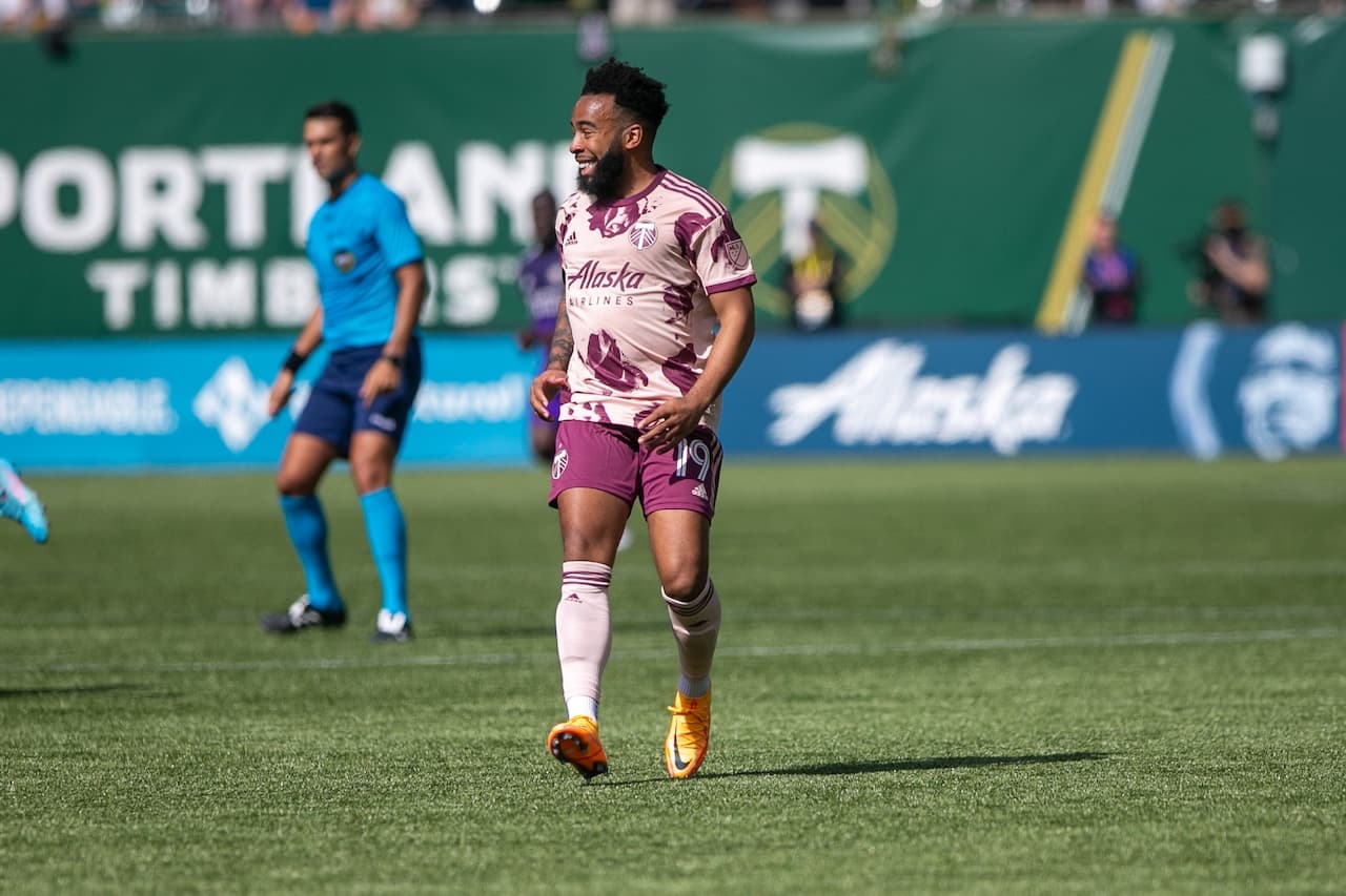 Player celebrating during Portland Timbers II match