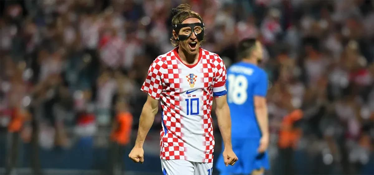 Croatian player celebrating a goal in match