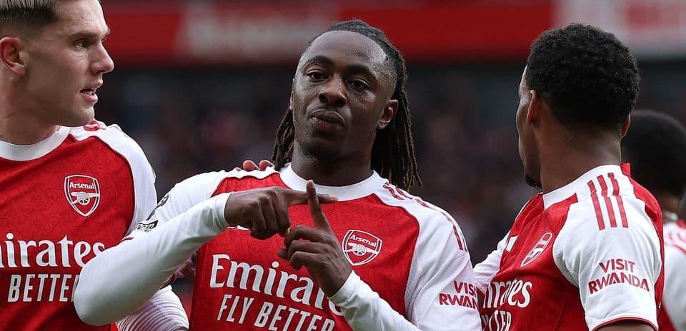 Arsenal players celebrating a goal during match