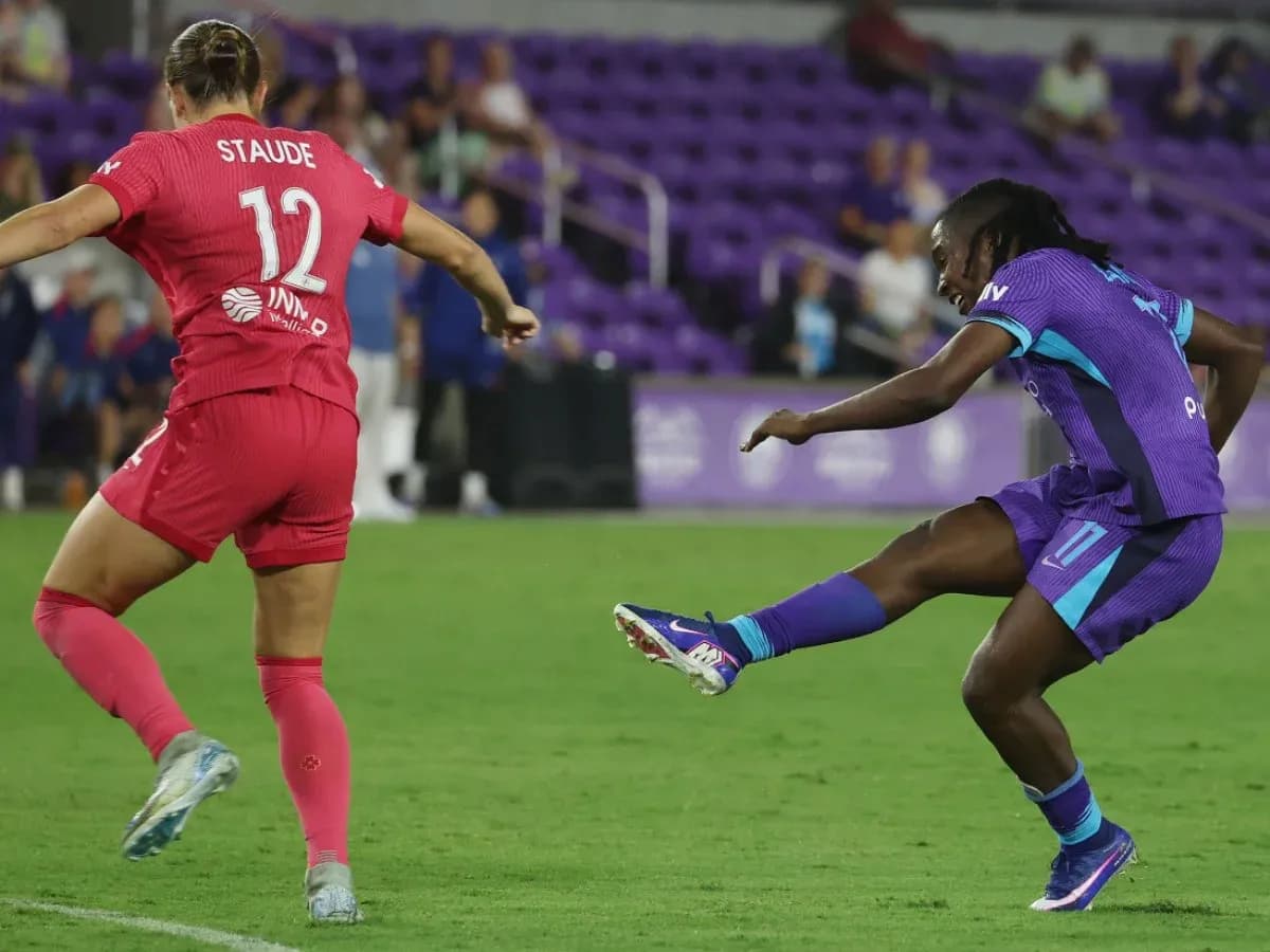 Two players competing during NWSL match