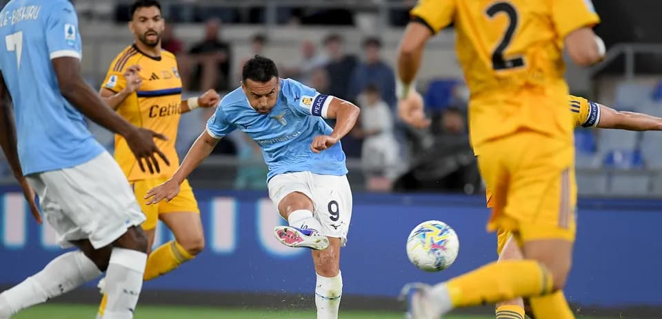 Lazio player striking the ball in match