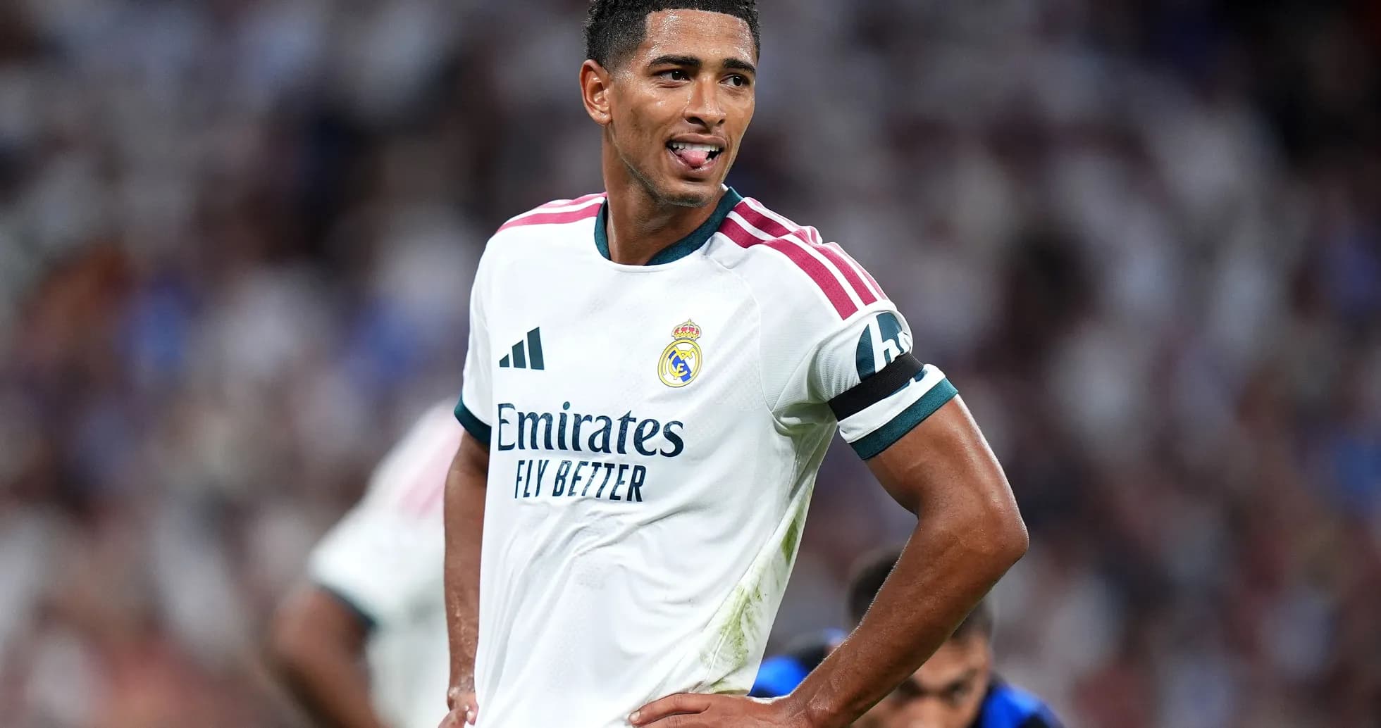 Real Madrid player during match with visible jersey details