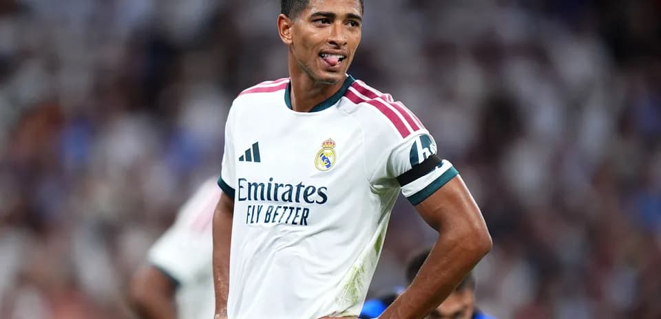 Real Madrid player during match with visible jersey details