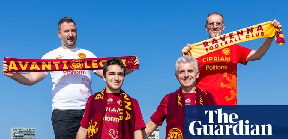 Fans holding scarves for Ravenna Football Club outdoors